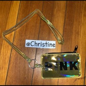 New VS PINK ID Holder Gold Holographic